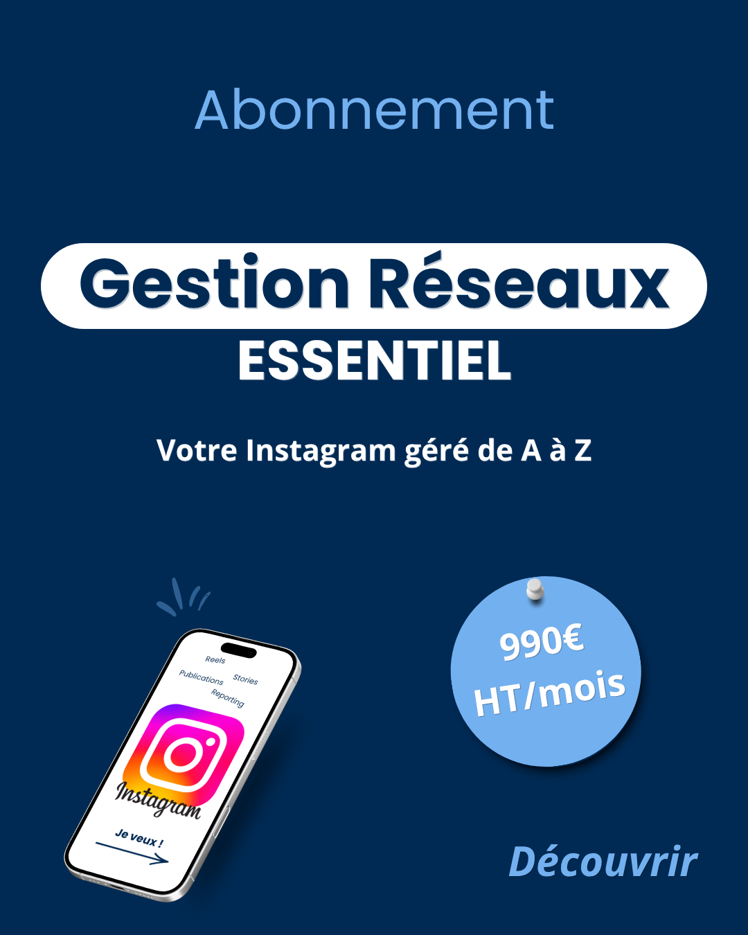 Abonnement gestion des réseaux sociaux, formule Essentiel