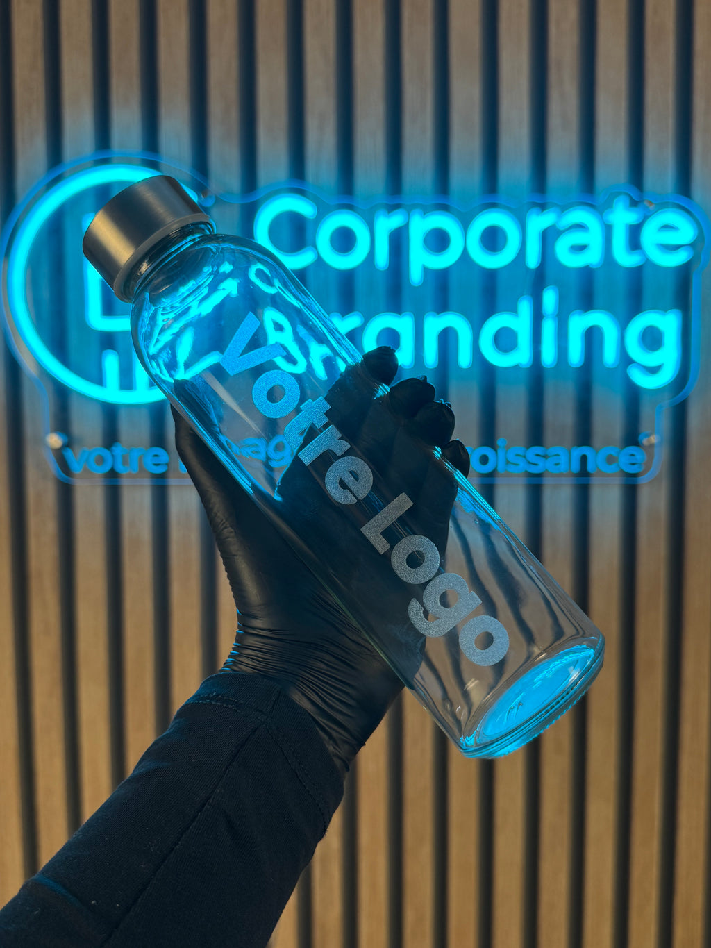 Bouteille en verre personnalisée 500ml avec bouchon inox