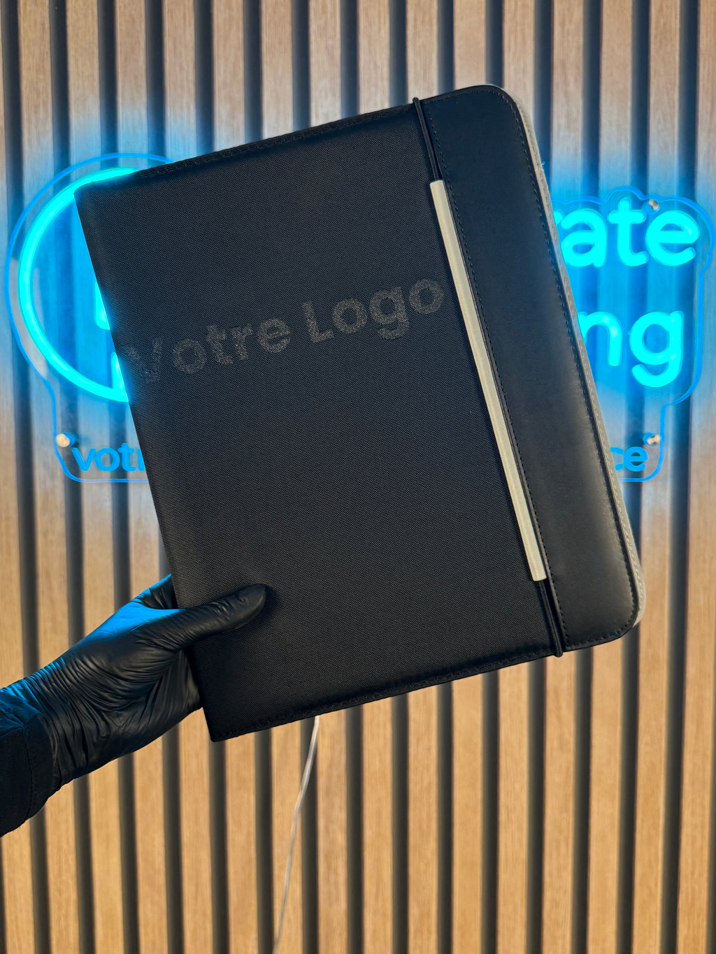 Porte-documents A4 personnalisé en PU et tissu 800D avec bloc-notes ligné - vue 3
