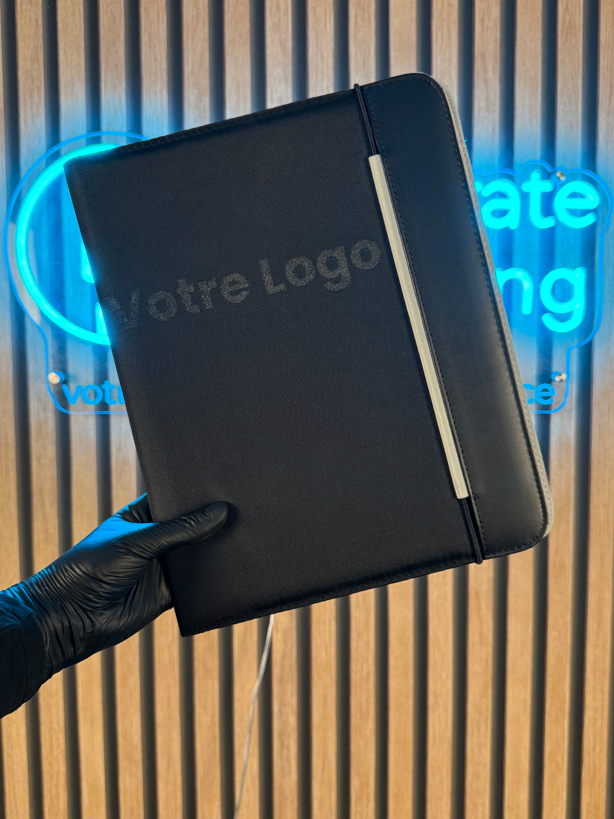 Porte-documents A4 personnalisé en PU et tissu 800D avec bloc-notes ligné - vue 3