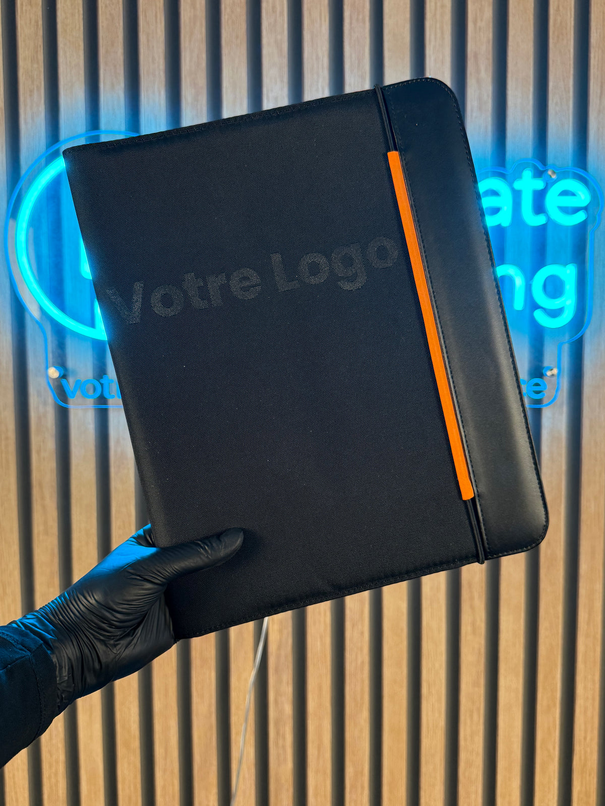 Porte-documents A4 personnalisé en PU et tissu 800D avec bloc-notes ligné - vue 5