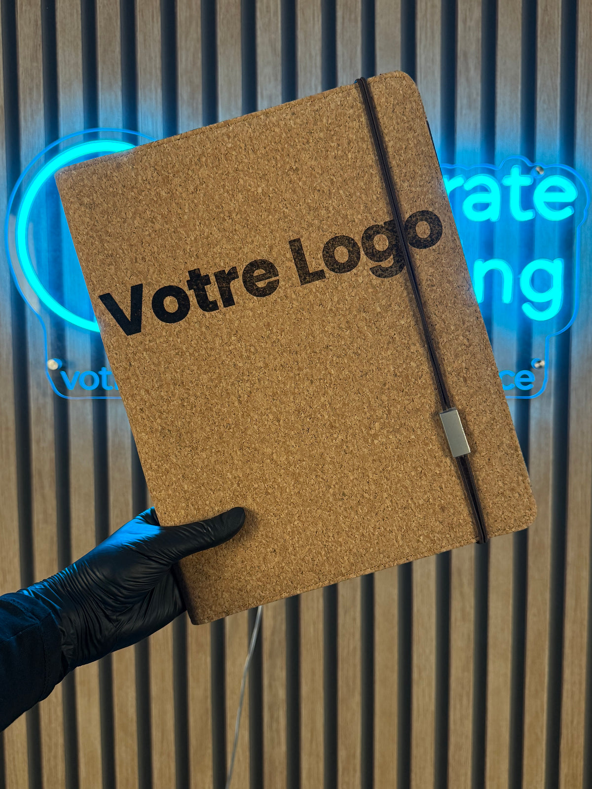 Porte-documents A4 en liège personnalisé avec bloc-notes inclus