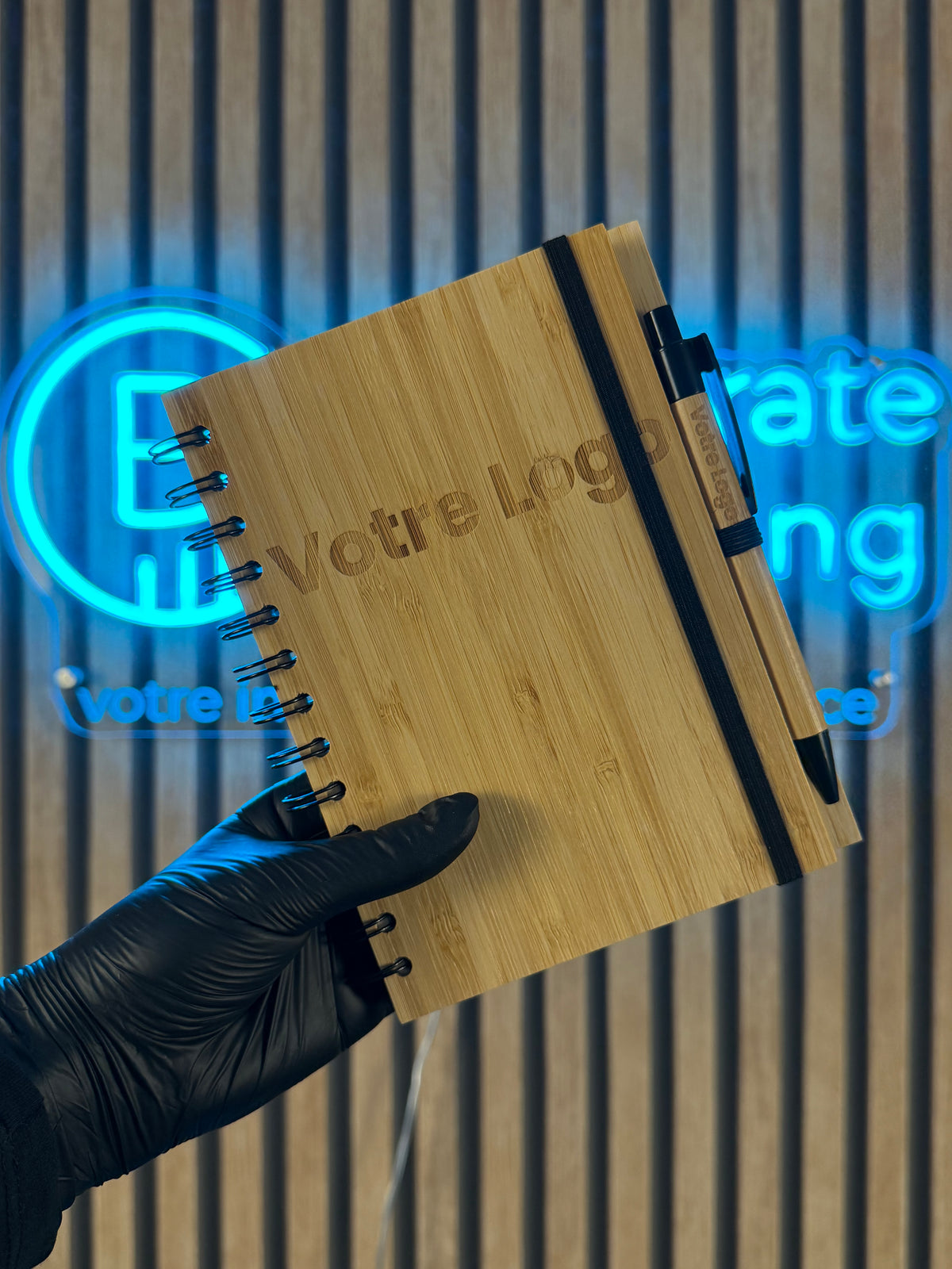 Carnet A5 en bambou personnalisé avec stylo assorti inclus