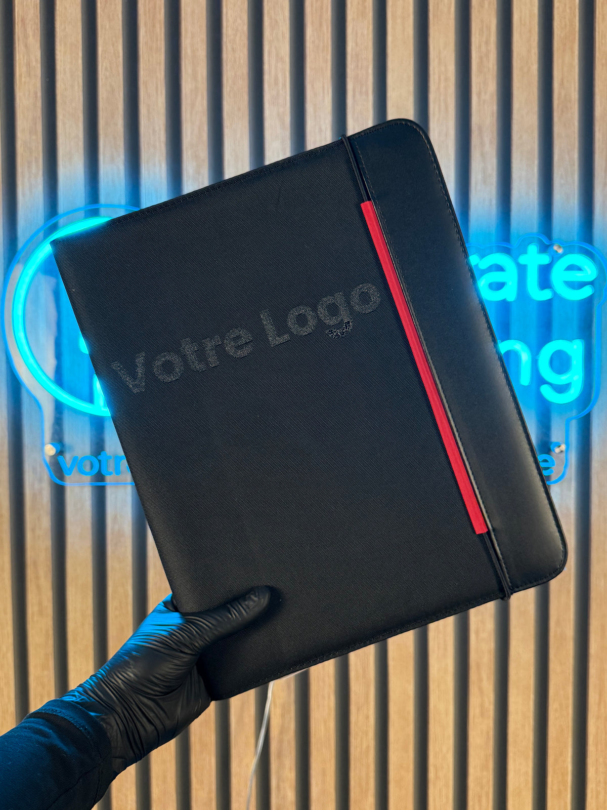 Porte-documents A4 personnalisé en PU et tissu 800D avec bloc-notes ligné - vue 4